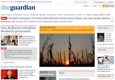 guardian front page