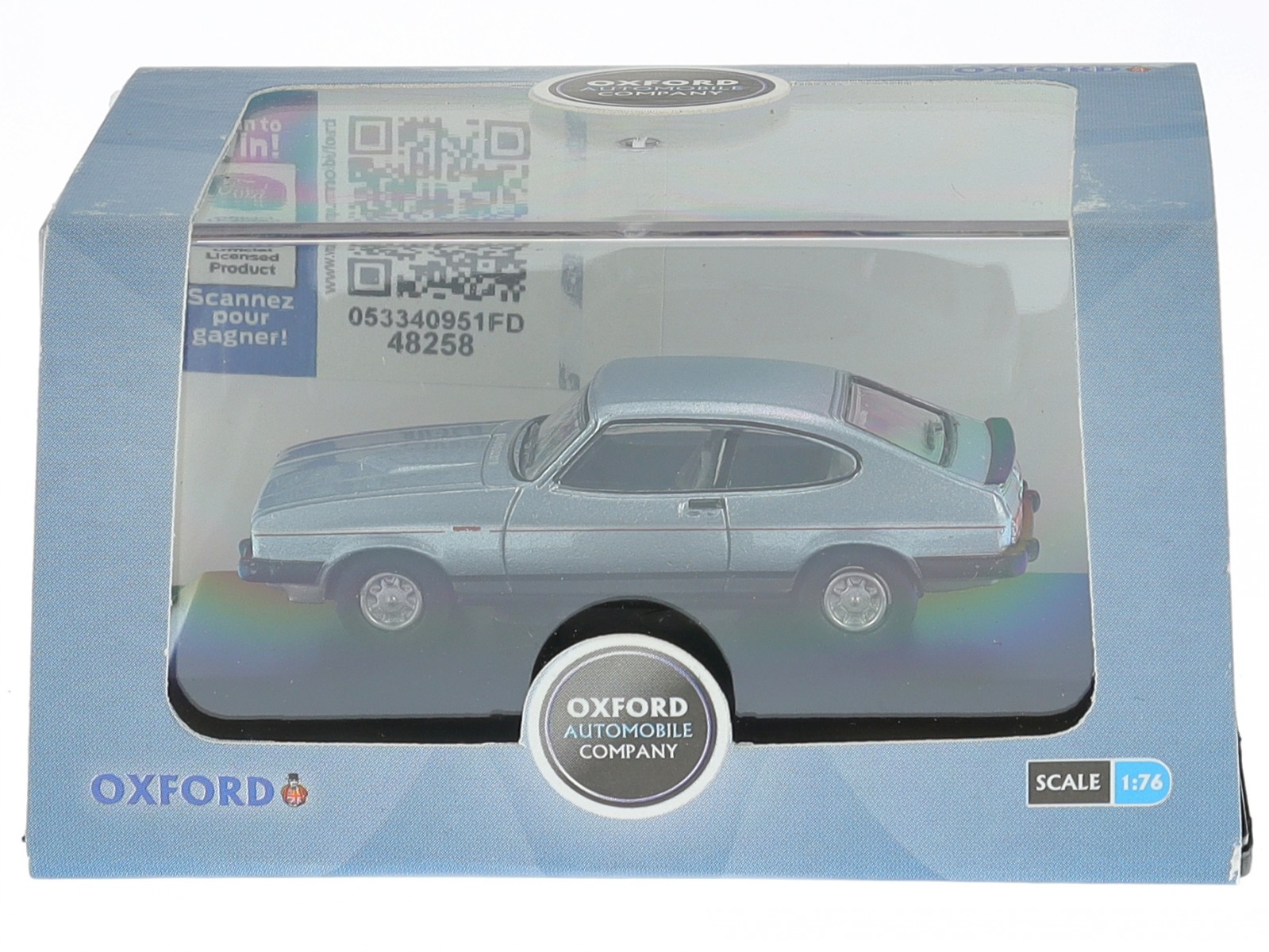 Ford Capri MK3 2.8 injection silber blau Modellauto CAP006 Oxford 1:76