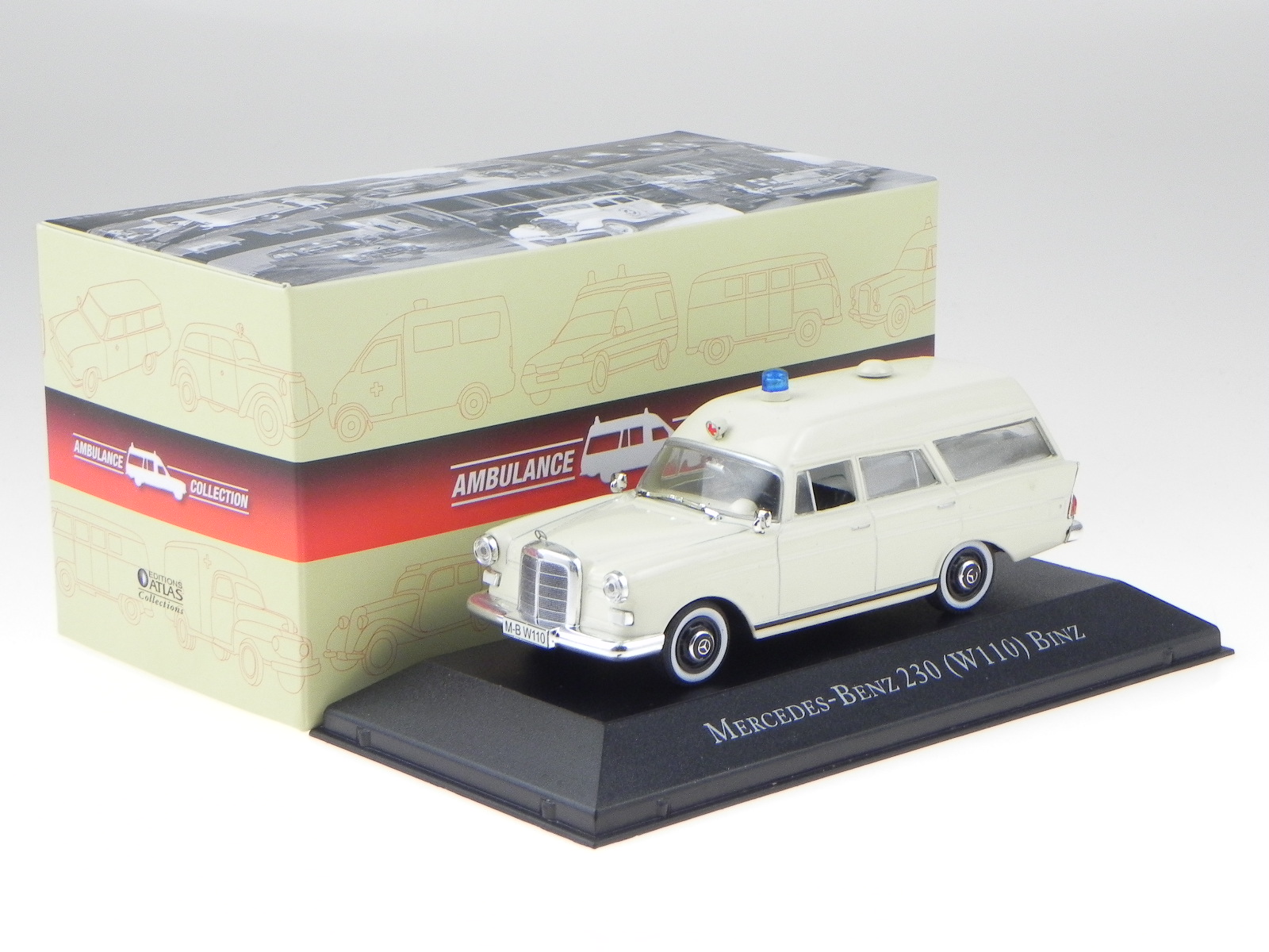 Mercedes W110 230 Kombi Binz Krankenwagen Modellauto 495001 Atlas 1:43