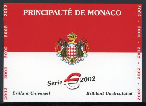 Monaco Kursmünzensatz 2002 im Folder BU