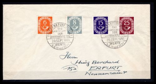 Bund MiNr. 126-127 + 129 + 131 Ersttagsbriefe/ FDC