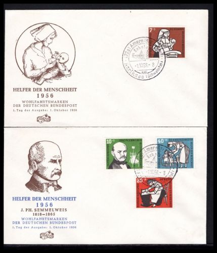 Bund MiNr. 243-246 Ersttagsbriefe/ FDC auf 2 Belegen