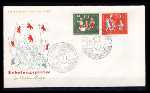 Bund MiNr. 250-251 Ersttagsbriefe/ FDC Sonderstempel Giengen, Teddybär