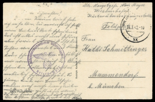 1942, Feldpost II Wk, Brief