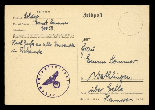 1940, Feldpost II Wk, Brief