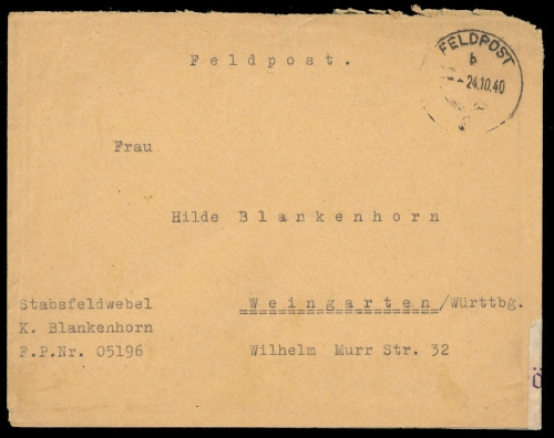 1940, Feldpost II Wk, Brief