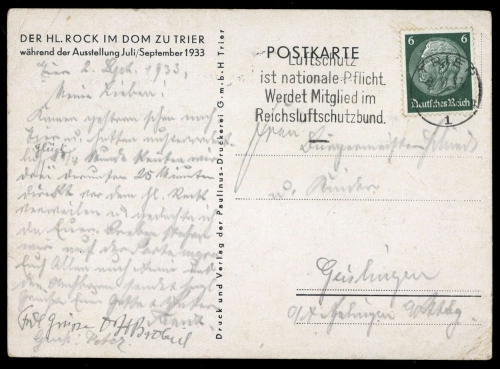 1933, Deutsches Reich, 484, Brief