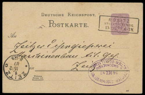 1887, Deutsches Reich, GA, Brief