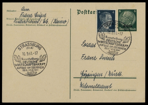 1940, Deutsche Besetzung II. WK Elsass, P 2 u.a., Brief