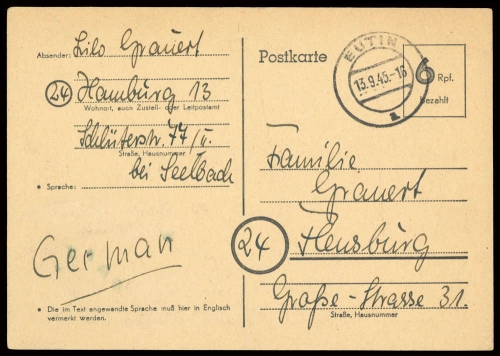 1945, Gebühr bezahlt, Belege 45-48, Notmaßnahmen, Brief