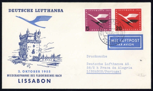 1955, Bundesrepublik Deutschland, 205 + 208, Brief