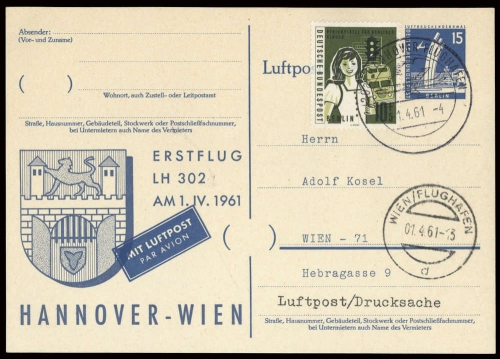 1961, Bundesrepublik Deutschland, PP 19 u.a., Brief