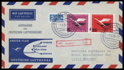 1955, Bundesrepublik Deutschland, 208 + 205, Brief
