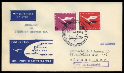 1955, Bundesrepublik Deutschland, 205 + 208, Brief