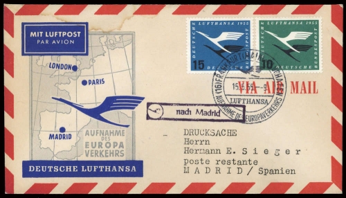 1955, Bundesrepublik Deutschland, 206 + 207, Brief