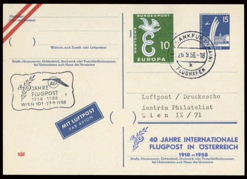 1958, Bundesrepublik Deutschland, PP19 u.a., Brief