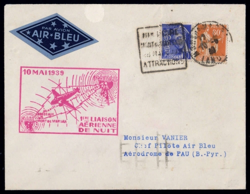 1939, Frankreich, 376 + 390, Brief