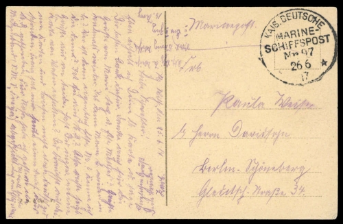 1917, Deutsche Marine Schiffspost, Brief