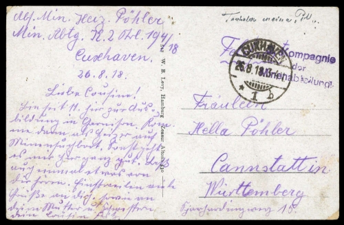 1918, Feldpost I. Wk, Brief