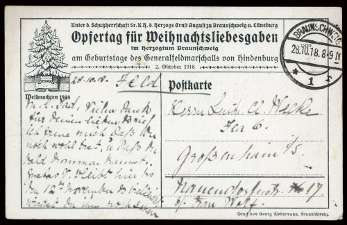 1918, Feldpost I. Wk, Brief