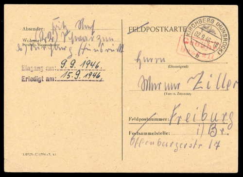 1946, Gebühr bezahlt, Belege 45-48, Notmaßnahmen, Brief