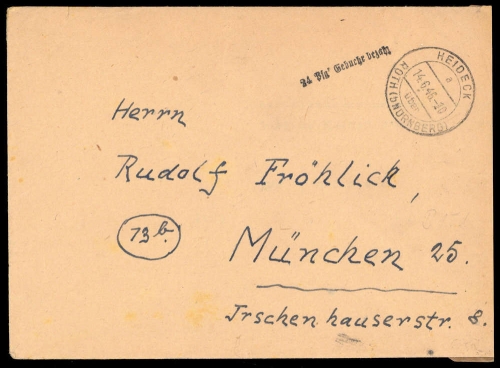 1946, Gebühr bezahlt, Belege 45-48, Notmaßnahmen, Brief