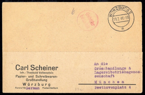1946, Gebühr bezahlt, Belege 45-48, Notmaßnahmen, Brief