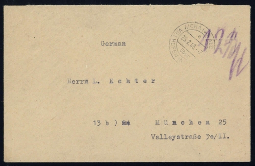 1946, Gebühr bezahlt, Belege 45-48, Notmaßnahmen, Brief