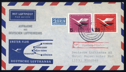 1955, Bundesrepublik Deutschland, 205+208, Brief