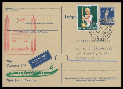 1959, Bundesrepublik Deutschland, 298 + GA, Brief