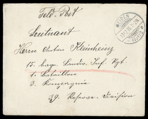 1916, Feldpost I. Wk, Brief