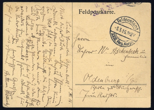 1916, Feldpost I. Wk, Brief