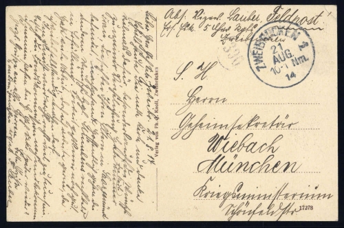 1914, Feldpost I. Wk, Brief