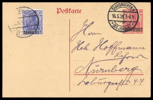 1920, Saar, P 1 u.a., Brief