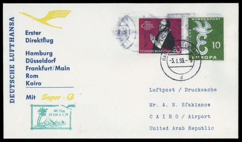 1959, Bundesrepublik Deutschland, 295 + 301, Brief