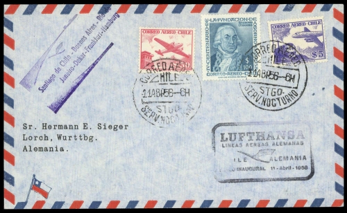 1958, Bundesrepublik Deutschland, CHILE, Brief