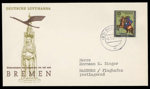 1957, Bundesrepublik Deutschland, BERLIN 158, Brief