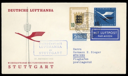 1955, Bundesrepublik Deutschland, 207 + 213, Brief