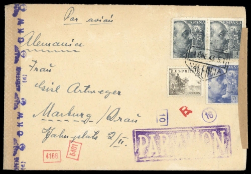 1943, Spanien, 836(2) u.a., Brief