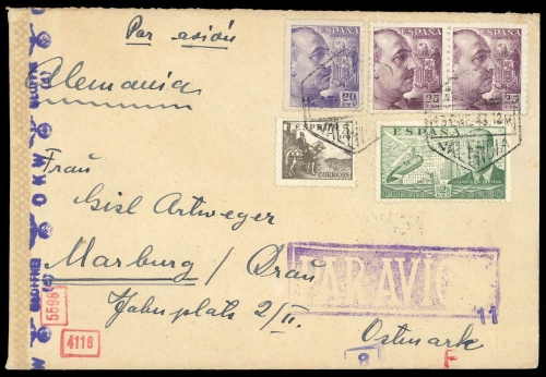 1943, Spanien, 829(2) u.a., Brief
