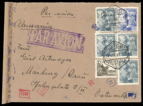 1943, Spanien, 833(4) u.a., Brief