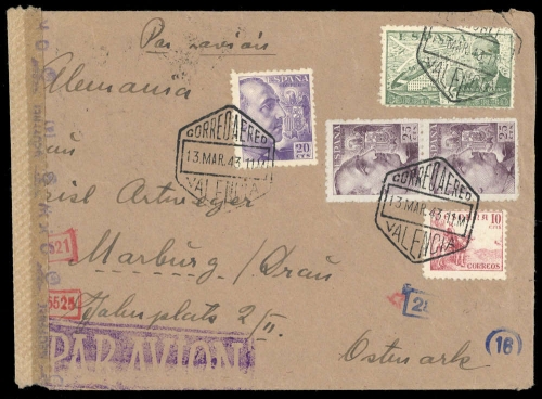 1943, Spanien, 829(2) u.a., Brief