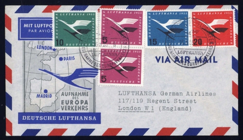 1955, Bundesrepublik Deutschland, 205-208 u.a., Brief