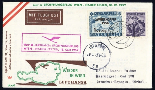 1957, Österreich, 900 + 998, Brief