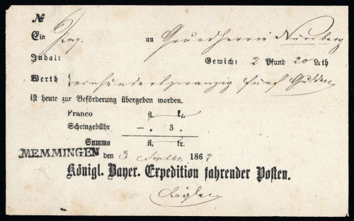 Altdeutschland Bayern, Brief