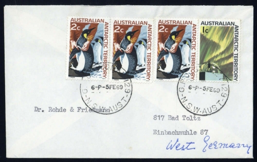 1966, Australische Gebiete in der Antarktis, 9 (3) u.a., Brief