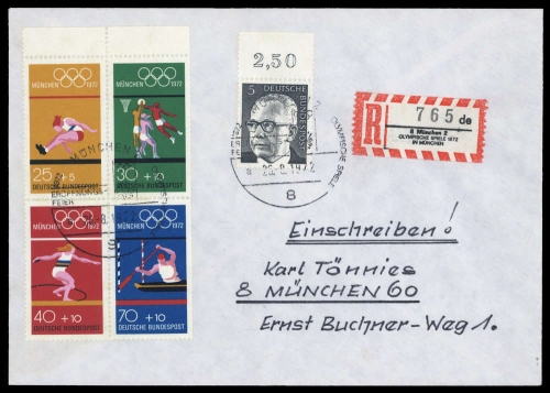 1972, Bundesrepublik Deutschland, HBl. 22 u.a., Brief