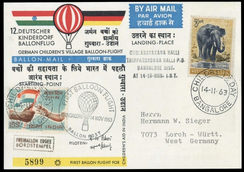 1963, Bundesrepublik Deutschland, INDIEN, Brief