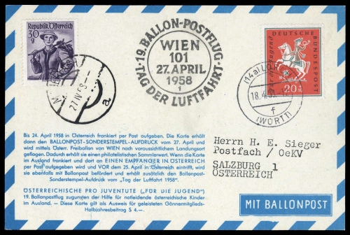 1958, Bundesrepublik Deutschland, 287 u.a., Brief