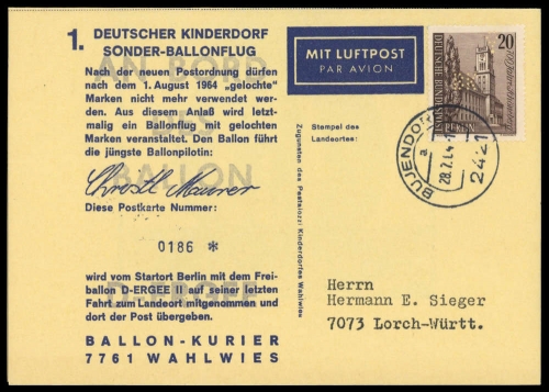 1964, Berlin, 219 + 233, Brief